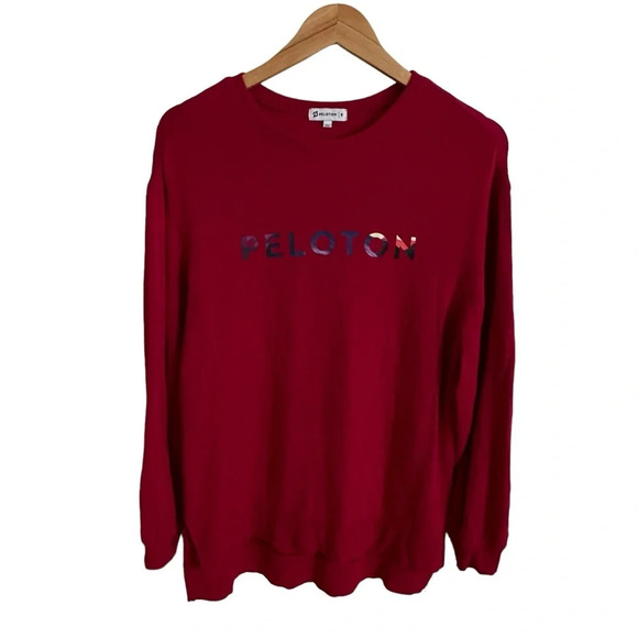 Peloton size Small Red Modern Weekender Side Slit Sweatshirt Together We Go Far - Picture 3 of 7